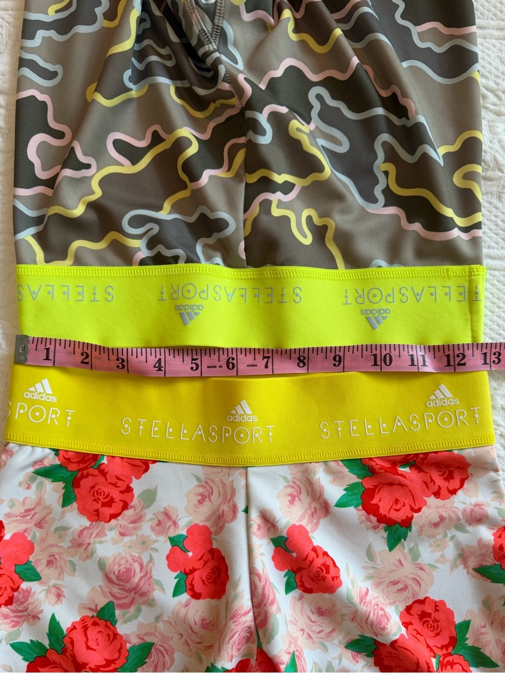 Bundle Adidas Stella McCartney Stellasport Leggings Red Rose/Camo Neon Waist - Picture 11 of 13